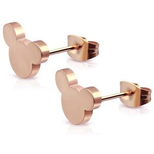 Rose Gold 316L Stainless Steel Mickey Mouse Silhouette Post Back Stud Earrings